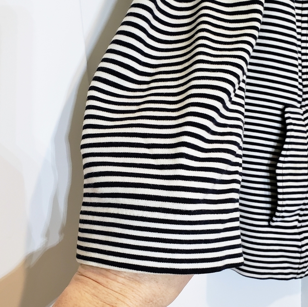 Cabi Womens Life Jacket Blazer Black & White Striped Size Small Stretch - Picture 6 of 16
